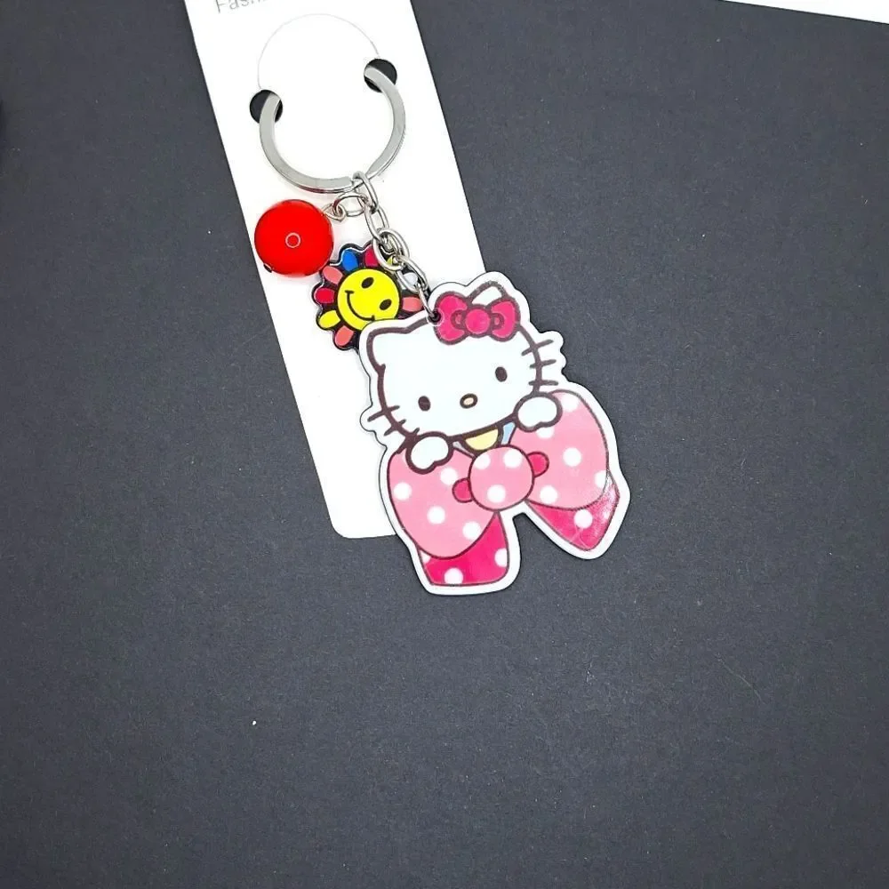Hello kitty with polka-dot bow keychain charm
